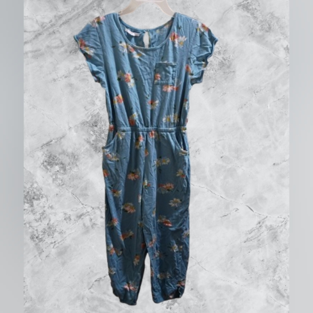 O'Neill Floral Blue Girls Jumpsuit Size L